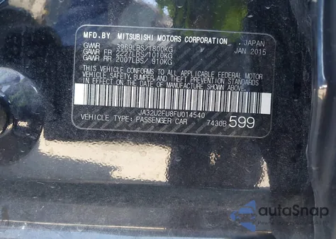 2015 Mitsubishi Lancer Es z USA, uszkodzony, nr VIN JA32U2FU8FU014540